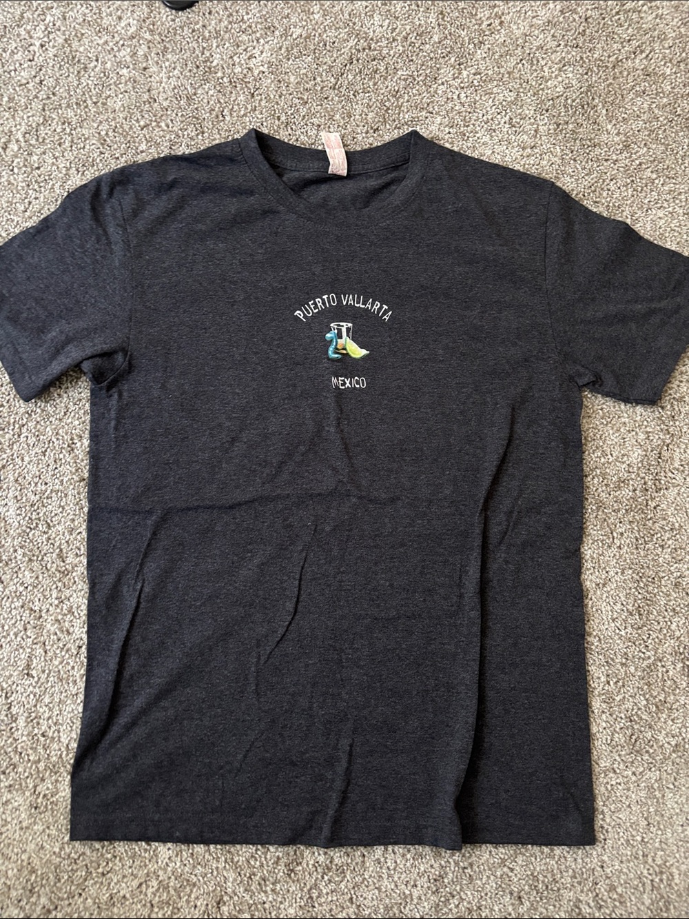 Puerto Vallarta Mexico Graphic Tee - Dark Charcoal with Green/Blue Accent